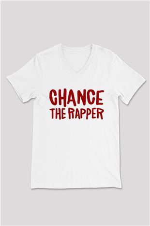 Chance The Rapper Beyaz Unisex V Yaka Tişört T-Shirt
