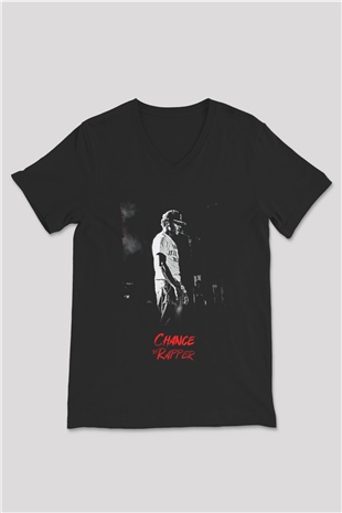 Chance The Rapper Siyah Unisex V Yaka Tişört