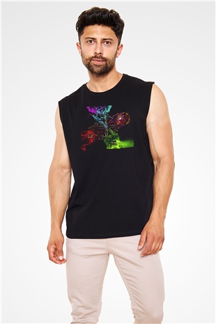 Chaos UK Baskılı Unisex Siyah Kolsuz Tişört - Tshirt