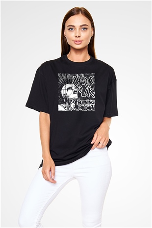 Chaos UK Baskılı Unisex Siyah Oversize Tişört - Tshirt