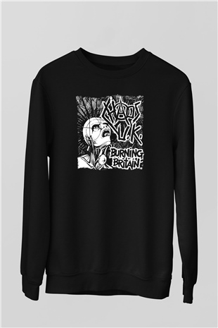 Chaos UK Baskılı Unisex Siyah Sweatshirt