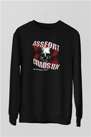 Chaos UK Baskılı Unisex Siyah Sweatshirt