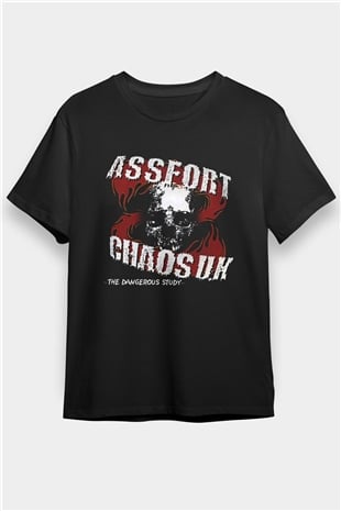 Chaos UK Baskılı Unisex Siyah Tişört - Tshirt