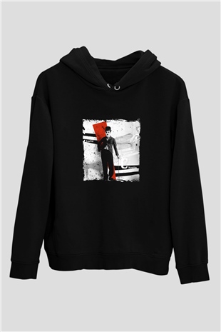 Charlie Chaplin Baskılı Unisex Siyah Hoodie
