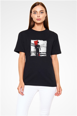 Charlie Chaplin Baskılı Unisex Siyah Tişört