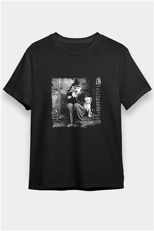 Charlie Chaplin Baskılı Unisex Siyah Tişört