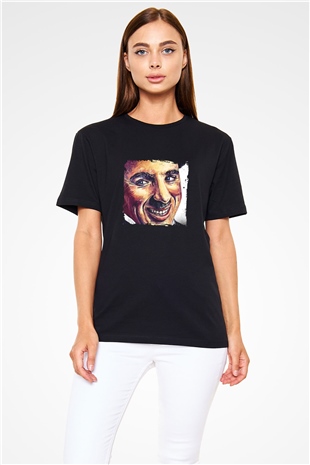 Charlie Chaplin Baskılı Unisex Siyah Tişört