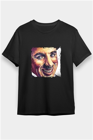 Charlie Chaplin Baskılı Unisex Siyah Tişört