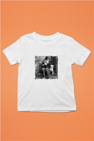 Charlie Chaplin Unisex Baskılı Beyaz Çocuk Tişört