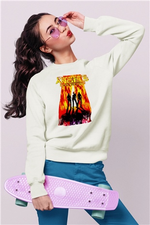 Charlies Angels Beyaz Unisex  Sweatshirt