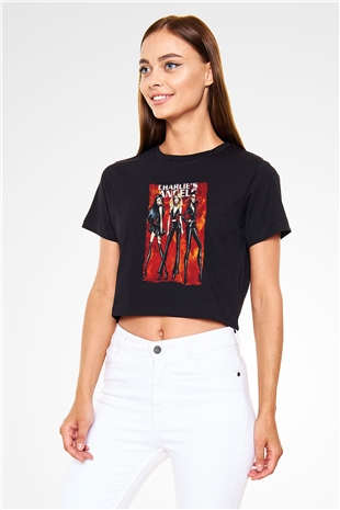 Charlies Angels Siyah   Crop Top Tişört