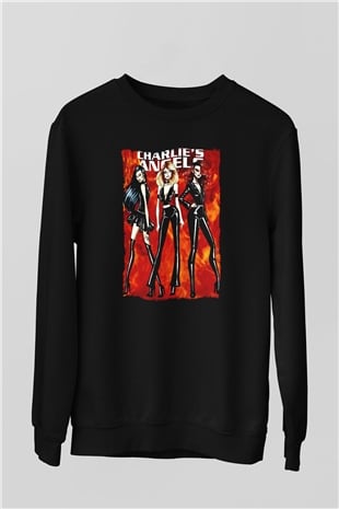 Charlies Angels Siyah Unisex  Sweatshirt