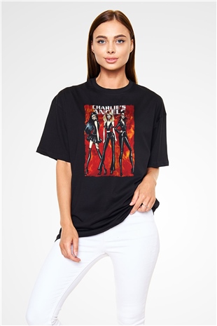 Charlies Angels Siyah Oversize Tişört