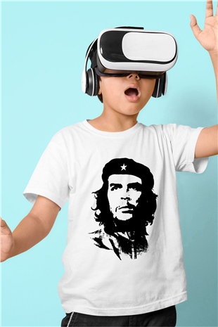 Che Guevara Baskılı Beyaz Unisex Çocuk Tişört