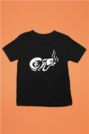 Che Guevara Baskılı Siyah Unisex Çocuk Tişört