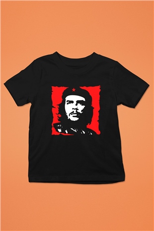 Che Guevara Baskılı Siyah Unisex Çocuk Tişört