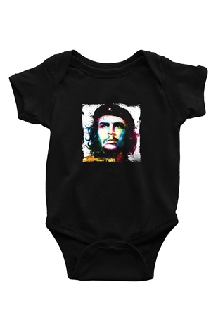 Che Guevara Baskılı Unisex Siyah Bebek Body - Zıbın