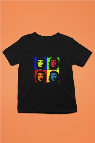 Che Guevara Baskılı Unisex Siyah Çocuk Tişört