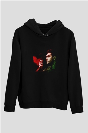 Che Guevara Baskılı Unisex Siyah Hoodie