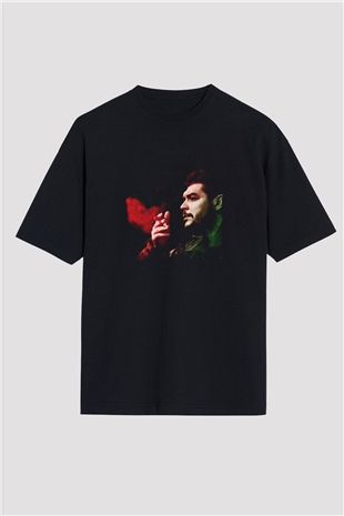 Che Guevara Baskılı Unisex Siyah Oversize Tişört