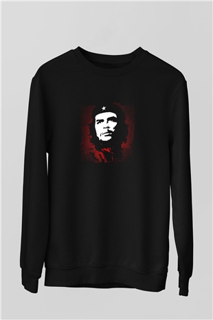 Che Guevara Baskılı Unisex Siyah Sweatshirt