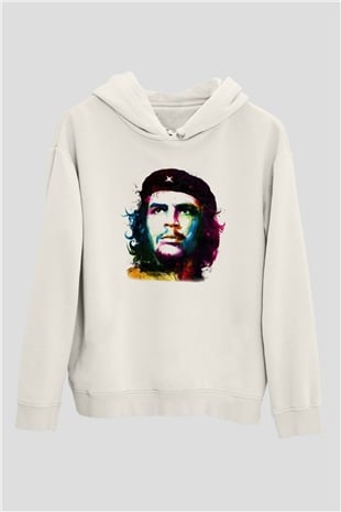 Che Guevara Beyaz Unisex Kapşonlu Sweatshirt