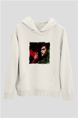 Che Guevara Unisex Baskılı Beyaz Kapüşonlu Sweatshirt