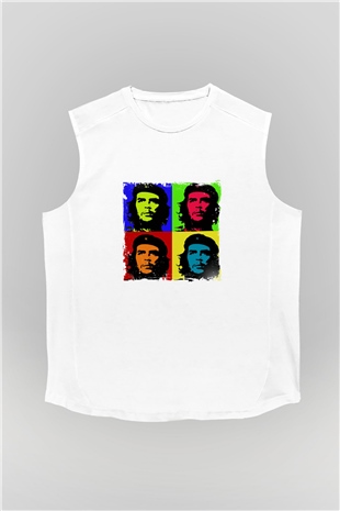 Che Guevara Unisex Baskılı Beyaz Kolsuz Tişört