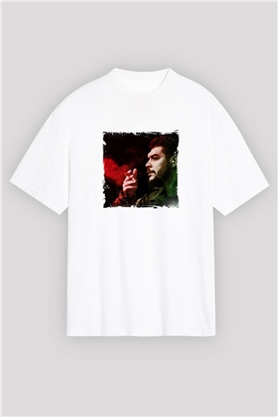Che Guevara Oversize Baskılı Beyaz Tişört