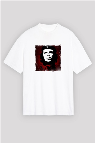 Che Guevara Oversize Baskılı Beyaz Tişört