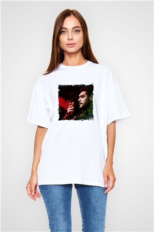 Che Guevara Oversize Baskılı Beyaz Tişört