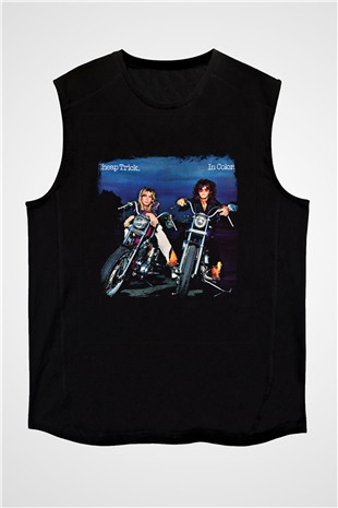 Cheap Trick Baskılı Unisex Siyah Kolsuz Tişört