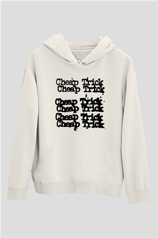 Cheap Trick Beyaz Unisex Kapşonlu Sweatshirt