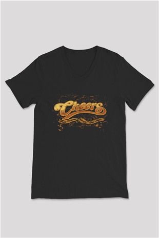 Cheers Siyah Unisex  V Yaka Tişört