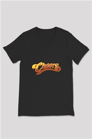 Cheers Siyah Unisex  V Yaka Tişört