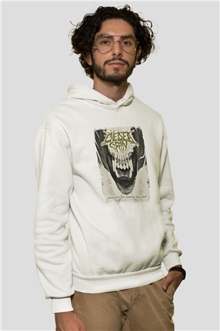 Chelsea Grin Baskılı Unisex Beyaz Hoodie