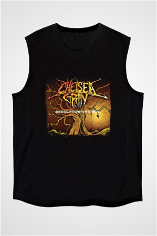 Chelsea Grin Baskılı Unisex Siyah Kolsuz Tişört