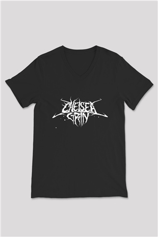 Chelsea Grin Siyah Unisex V Yaka Tişört T-Shirt