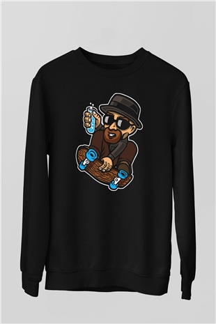 Chemical Board Baskılı Unisex Siyah Sweatshirt