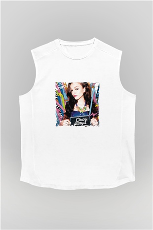 Cher Lloyd Baskılı Unisex Beyaz Kolsuz Tişört
