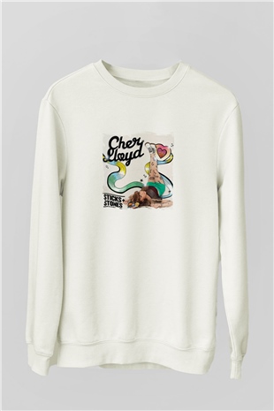 Cher Lloyd Baskılı Unisex Beyaz Sweatshirt