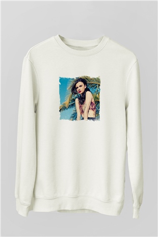 Cher Lloyd Baskılı Unisex Beyaz Sweatshirt