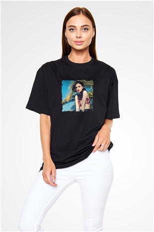 Cher Lloyd Baskılı Unisex Oversize Siyah Tişört