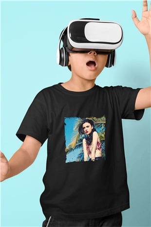 Cher Lloyd Baskılı Unisex Siyah Çocuk Tişört