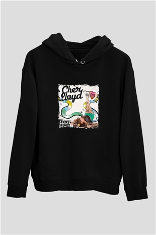 Cher Lloyd Baskılı Unisex Siyah Hoodie