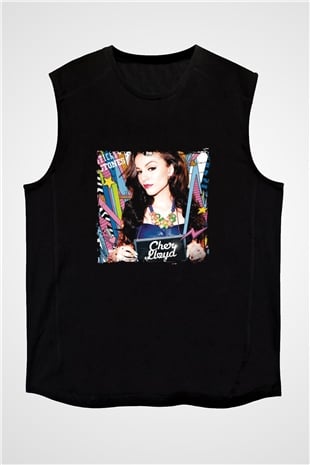 Cher Lloyd Baskılı Unisex Siyah Kolsuz Tişört