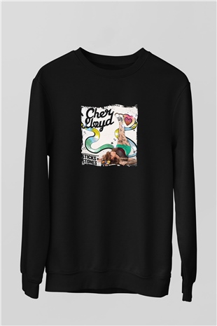 Cher Lloyd Baskılı Unisex Siyah Sweatshirt