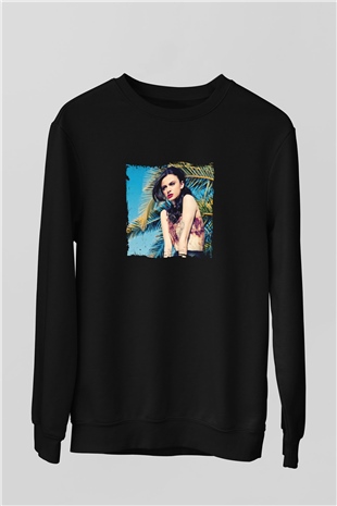 Cher Lloyd Baskılı Unisex Siyah Sweatshirt