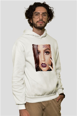 Cher Lloyd Beyaz Unisex Kapüşonlu Sweatshirt