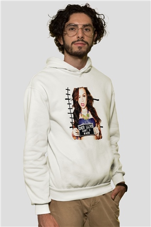 Cher Lloyd Beyaz Unisex Kapüşonlu Sweatshirt